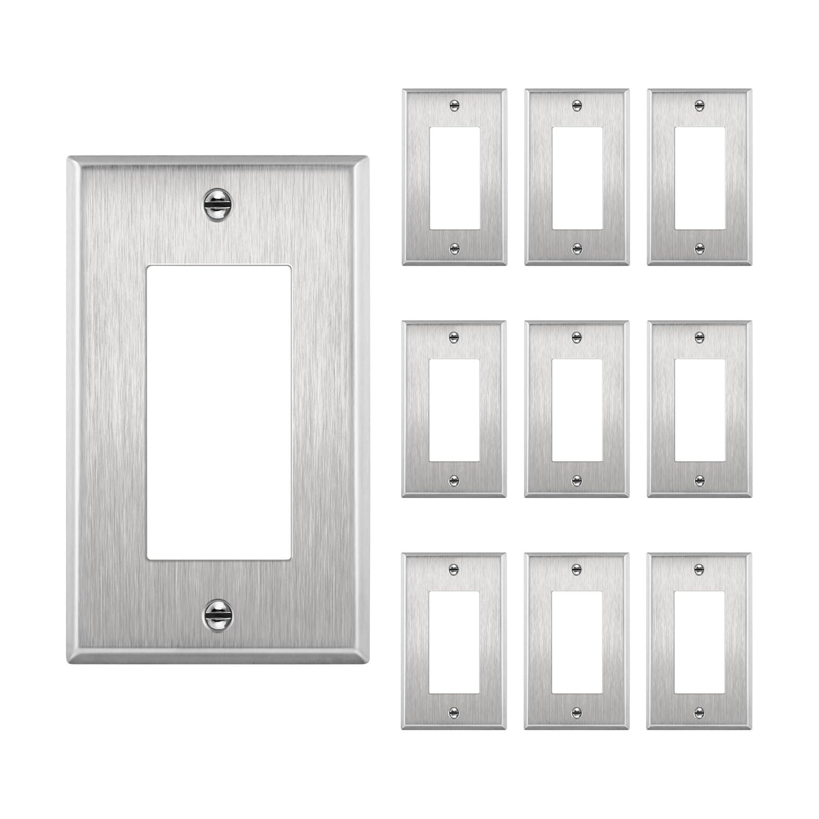 ENERLITES Decorator Switch or Receptacle Outlet Metal Wall Plate, Stainless Steel Outlet Cover, Corrosion Resistant