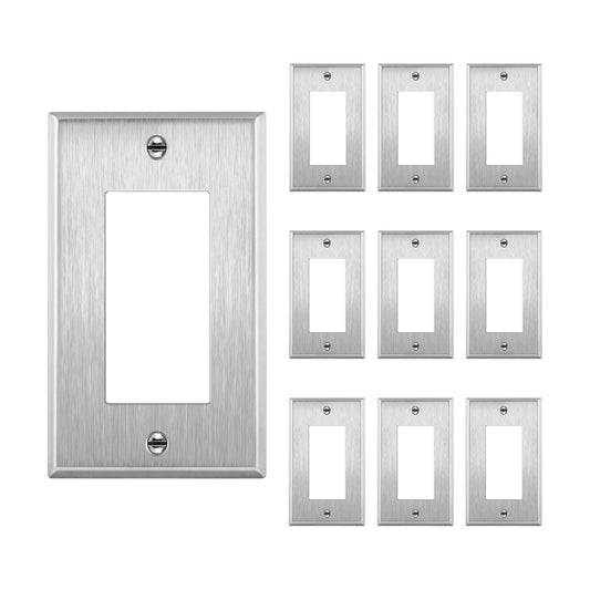 ENERLITES Decorator Switch or Receptacle Outlet Metal Wall Plate, Stainless Steel Outlet Cover, Corrosion Resistant