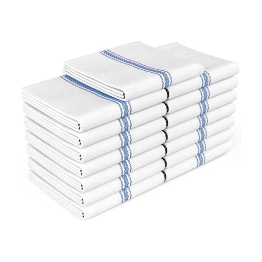 Zeppoli Classic Dish Towels - 15 Pack - 14" by 25" - 100% Cotton Kitchen Towels - Reusable Bulk Cleaning Cloths - Blue