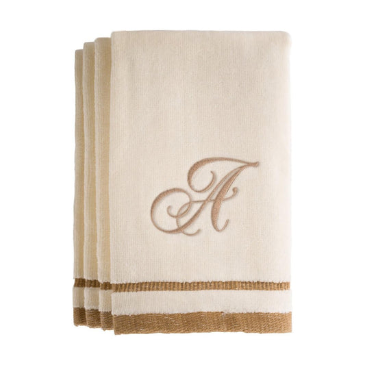 Monogrammed Gifts, Fingertip Towels, 11 x 18 Inches - Set of 4- Decorative Golden Brown Embroidered Towel - Extra