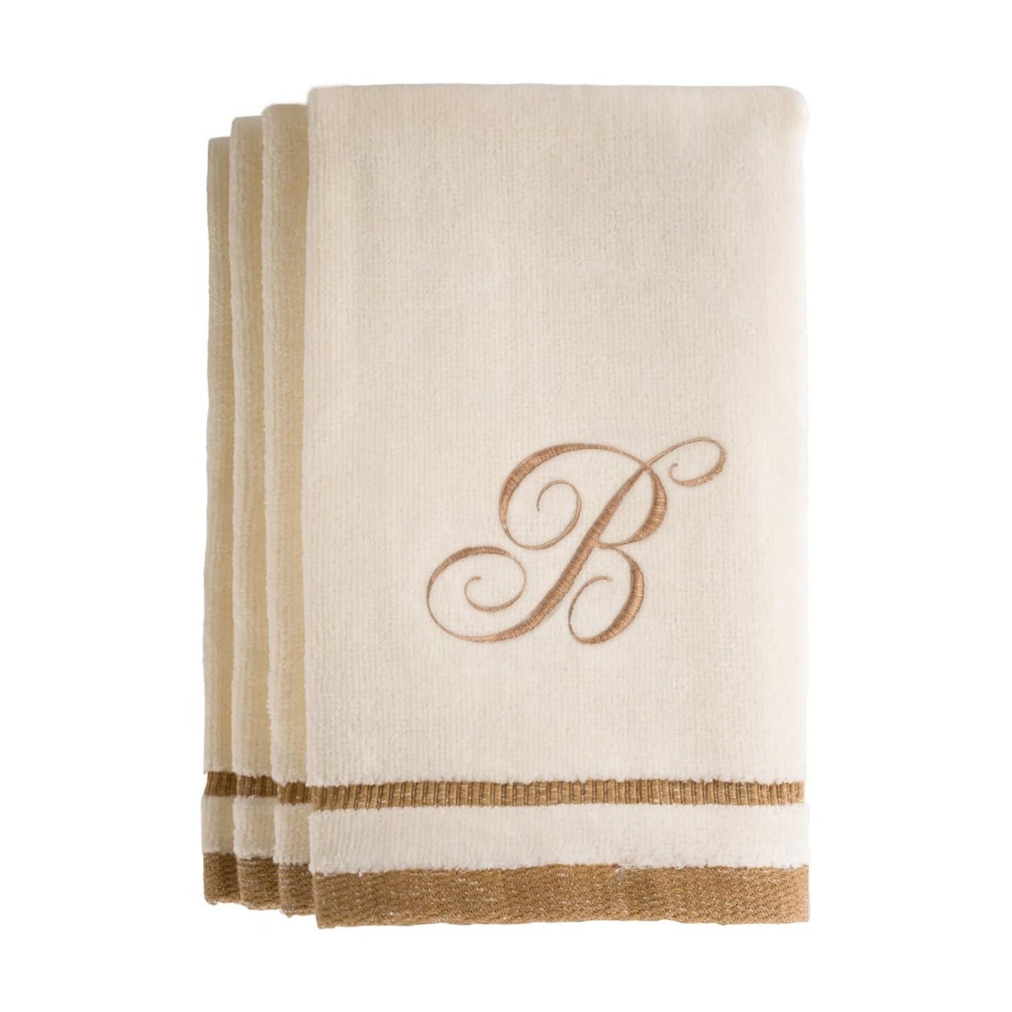 Monogrammed Gifts, Fingertip Towels, 11 x 18 Inches - Set of 4- Decorative Golden Brown Embroidered Towel - Extra