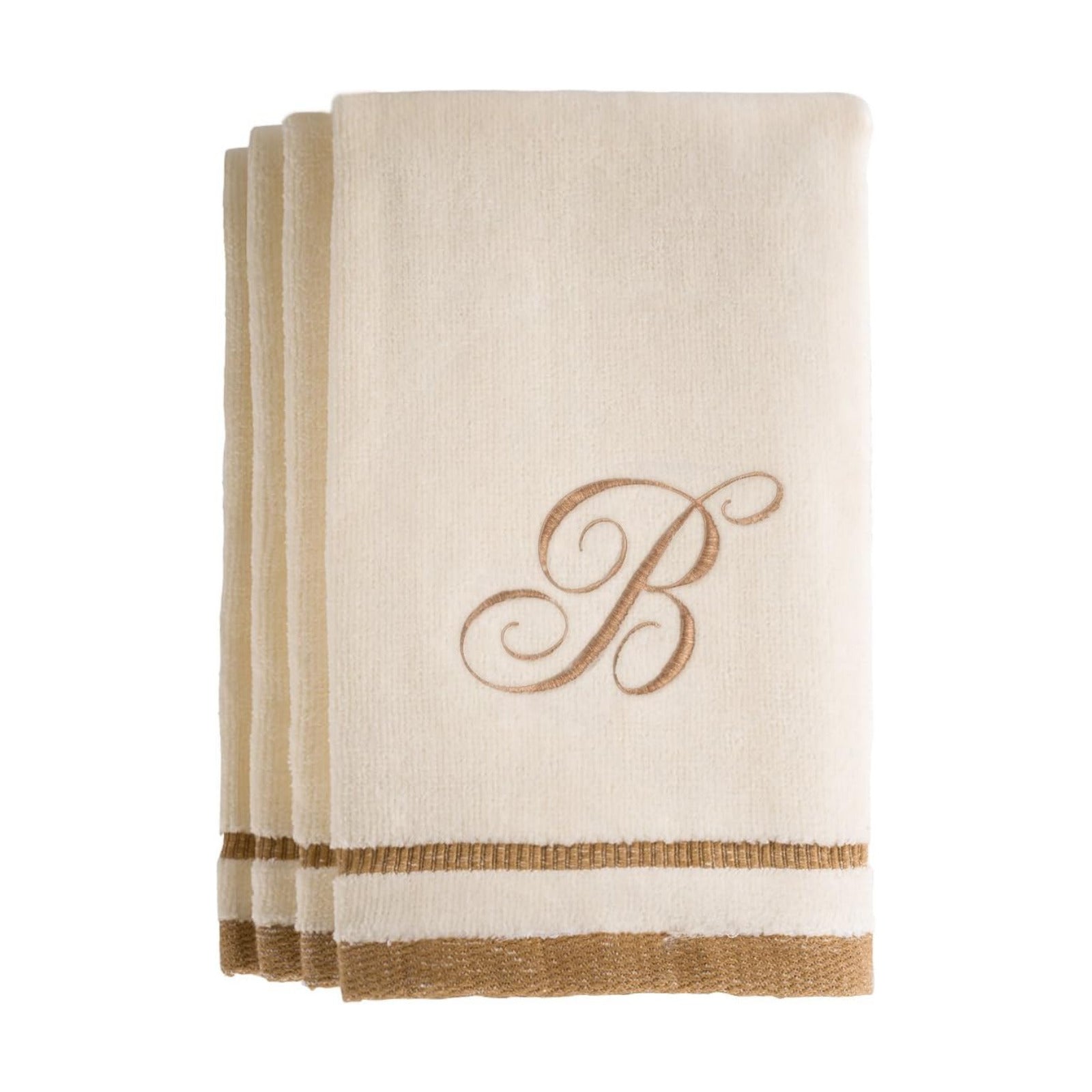 Monogrammed Gifts, Fingertip Towels, 11 x 18 Inches - Set of 4- Decorative Golden Brown Embroidered Towel - Extra