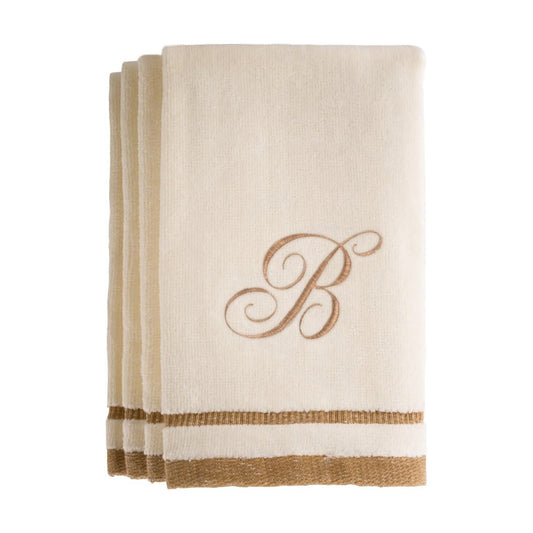Monogrammed Gifts, Fingertip Towels, 11 x 18 Inches - Set of 4- Decorative Golden Brown Embroidered Towel - Extra