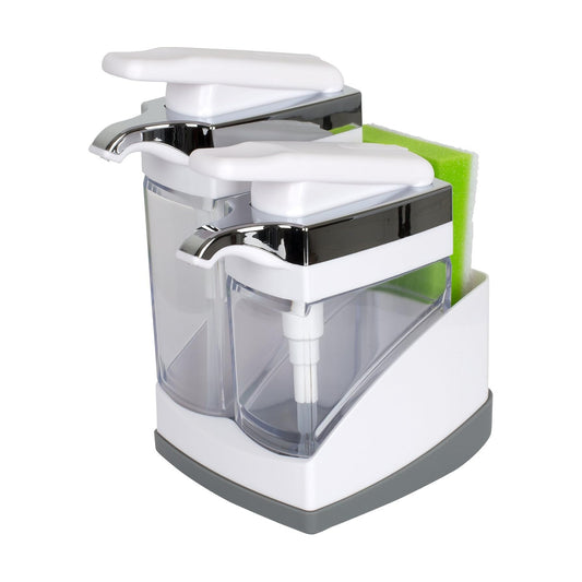 Casabella Sink Sider Duo with Sponge - White & Chrome Plating