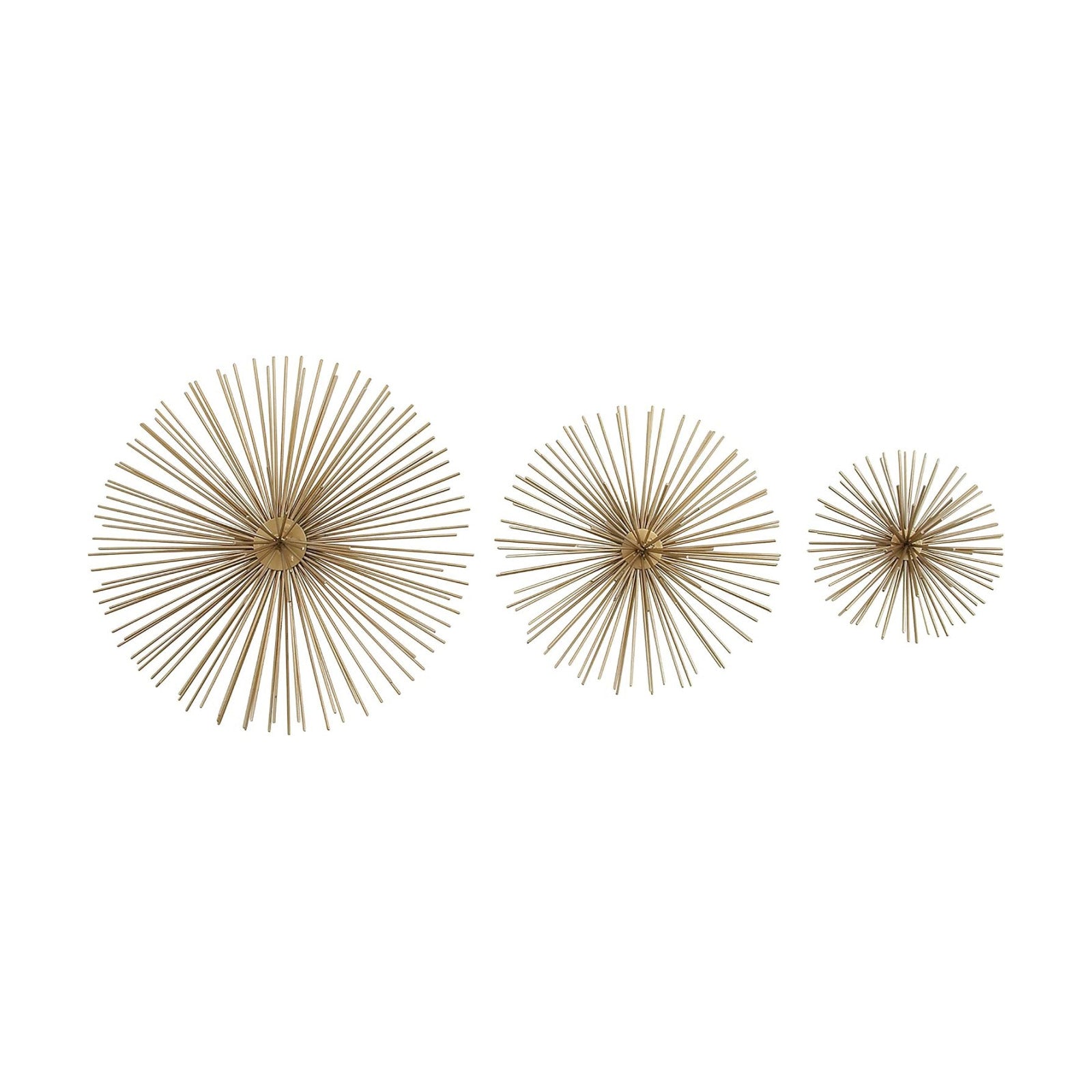 Deco 79 Metal Starburst 3D Short Spike Wall Decor / Gold / 12"L x 3"W / 12 Inch / Set of 3