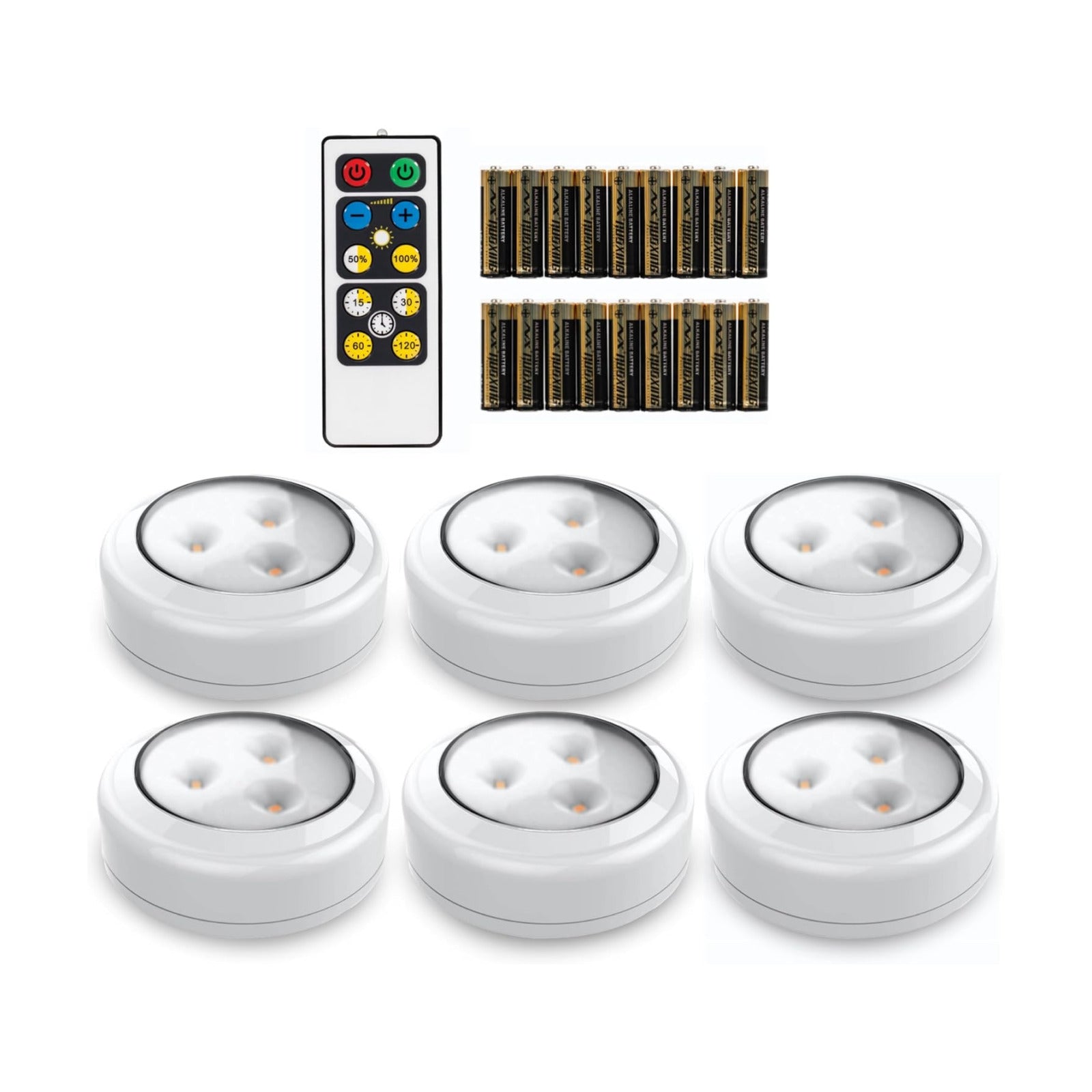 Stick On Push Lights - 6 Pack Remote Controlled LED Lights Under Cabinets - DIY Stick On Lights for Closet, Counter