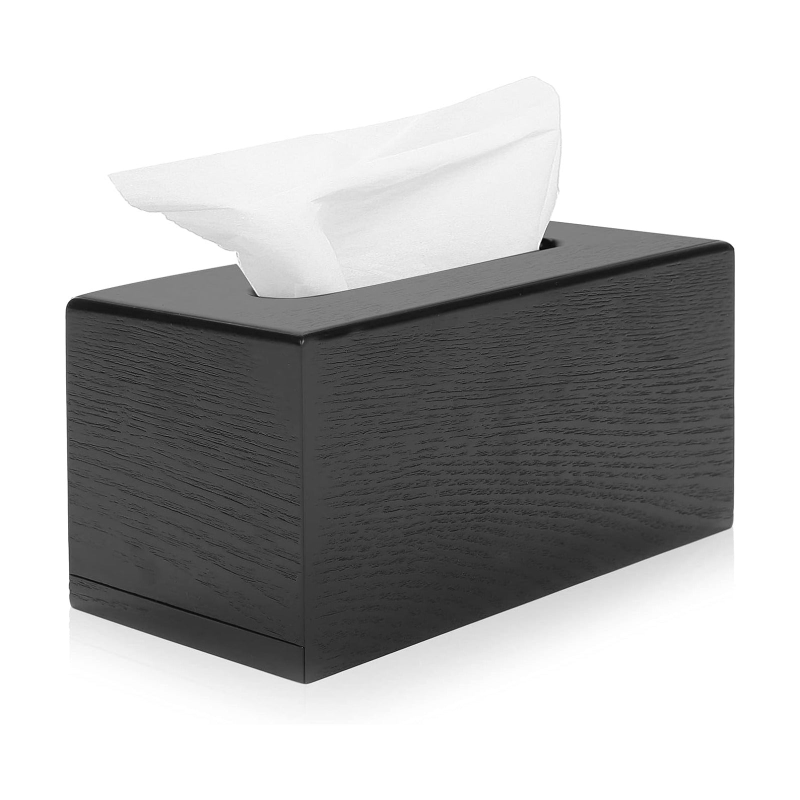 Modern Grain Tissue Box Cover / Black Wood