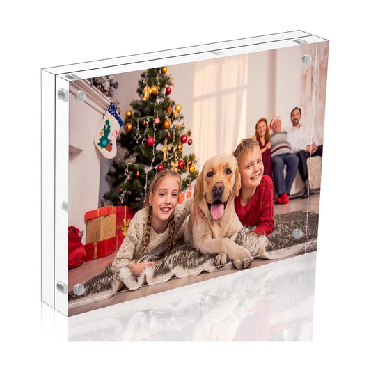 NIUBEE Acrylic Photo Frame 6x8, Double Sided Magnetic Blocks Pet Picture Frame