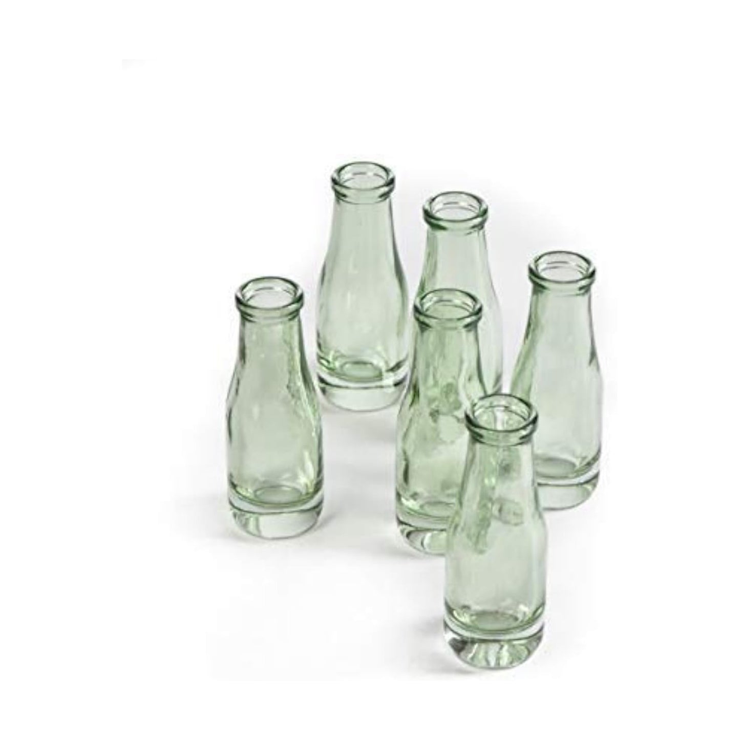 Mini Glass Bud Vase / Green / Set of 6
