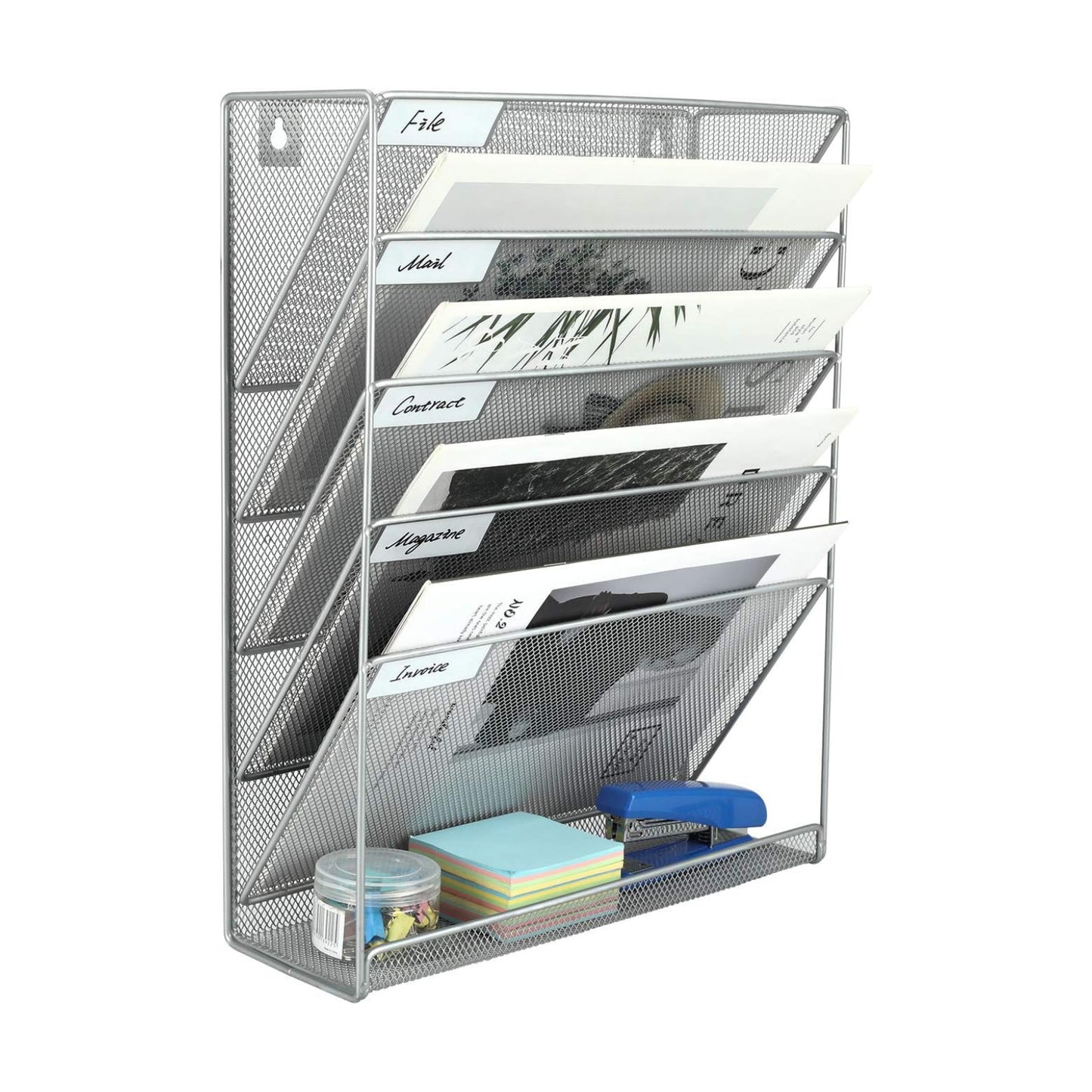EasyPAG 5 Tier Wall File Holder, Mesh Hanging Folder Organizer with Classify Label, Versatile Desk File Holder