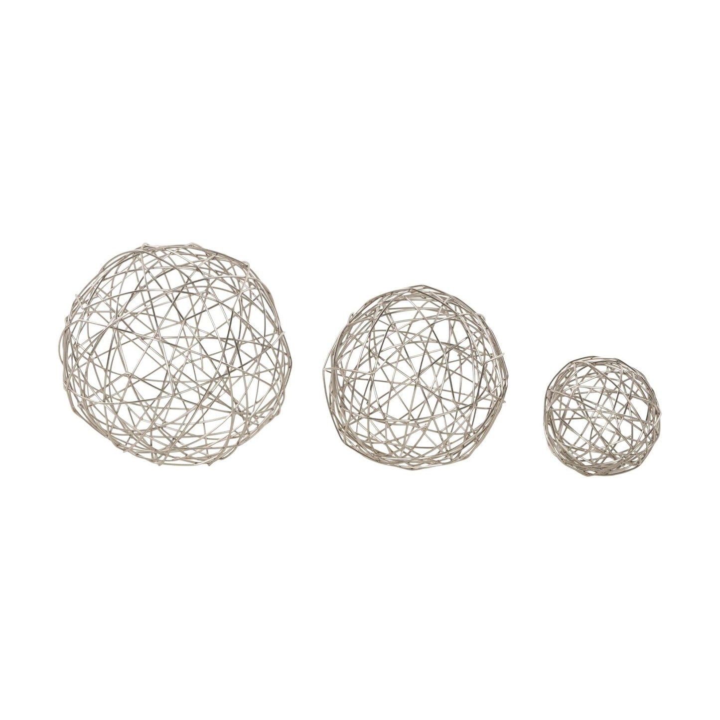 Metal Geometric Decorative Sculpture Home Decor Statues / Silver / 4 Inch / Set of 3
