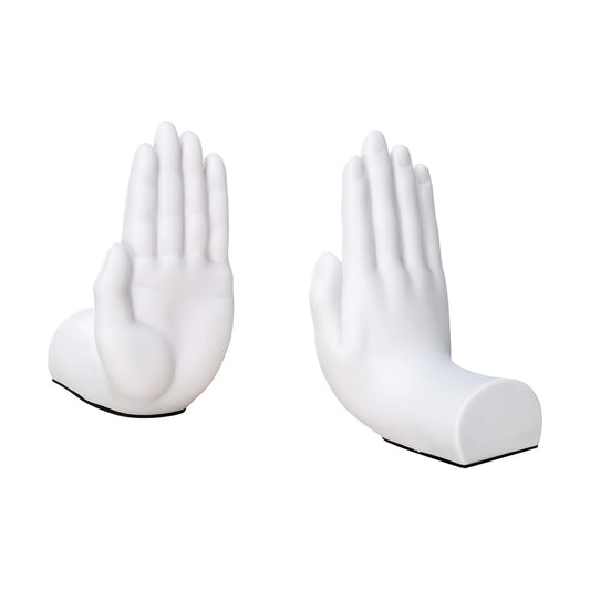 Hands Sculpture Bookend / White / Set of 2