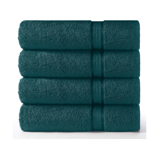 COTTON CRAFT Ultra Soft Bath Towels - 4 Pack 100% Cotton Large 30x54 inches | Oversized 580 GSM Absorbent Teal Bath