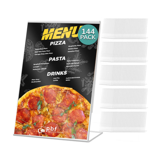 pbf 4x6 Acrylic Sign Holder | 4 x 6 Vertical Stand Up Slanted Sign Holder | Acrylic Stands for Display | Clear Picture