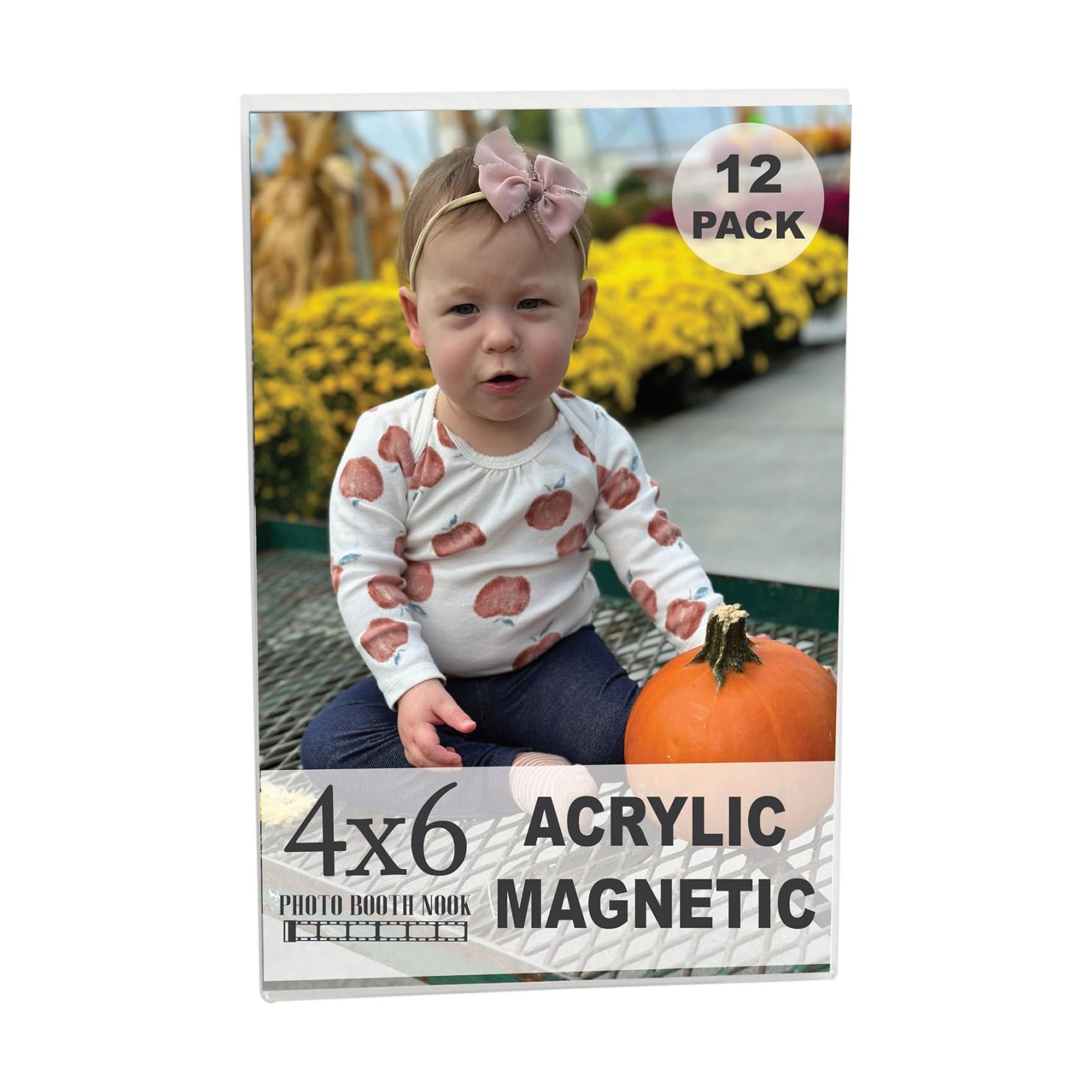 4x6 Acrylic Magnetic Picture Frames - Vertical, 12 Pack | Clear acrylic with magnet back for refrigerator. Holds 4x6