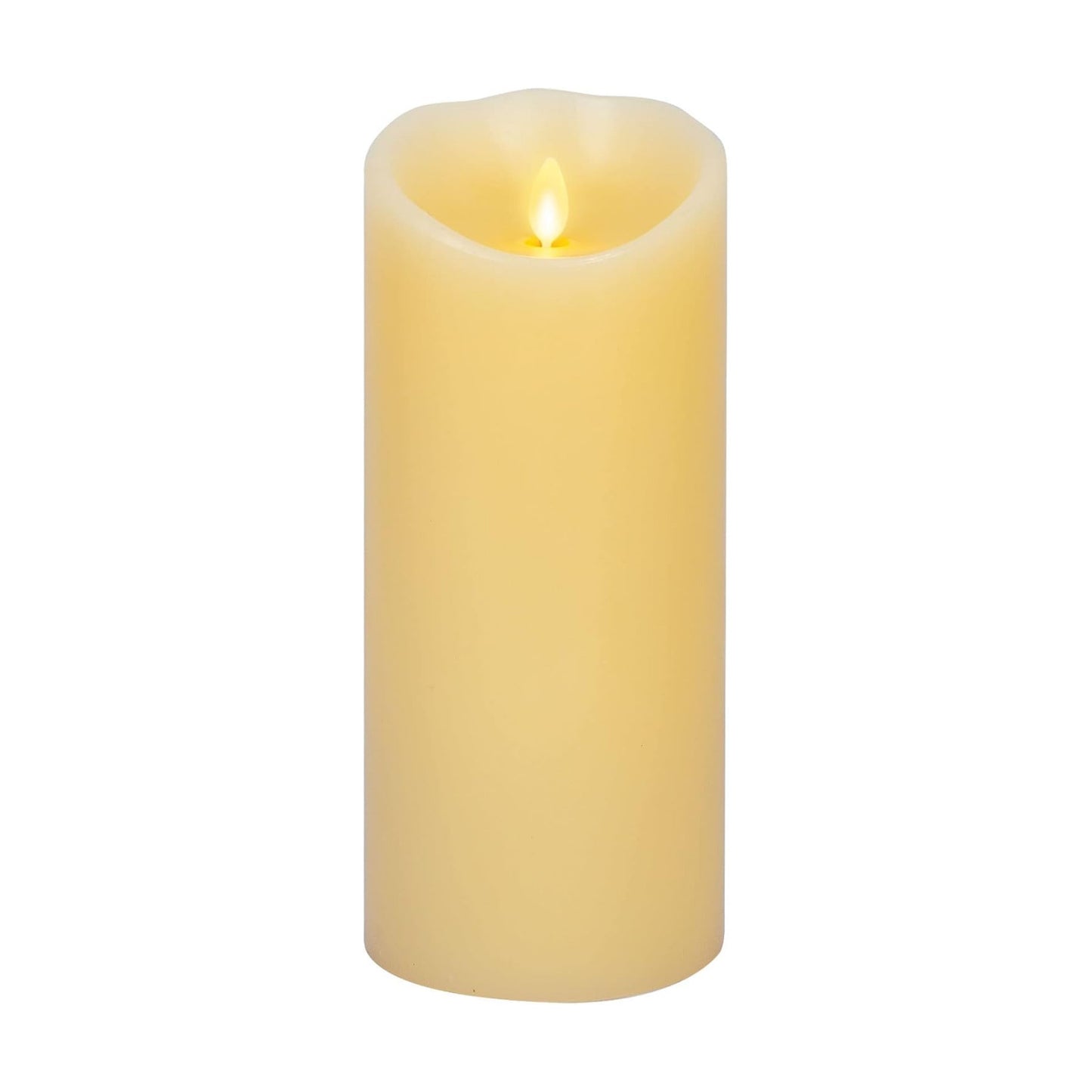 Luminara Scalloped Edge Flameless LED Candle - Ivory 4" x 9" - Real Wax Pillar Battery Operated Moving Flame w/Timer