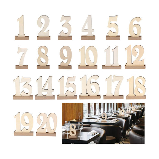 ROSENICE 20pcs 1-20 Wooden Wedding Table Number Holders