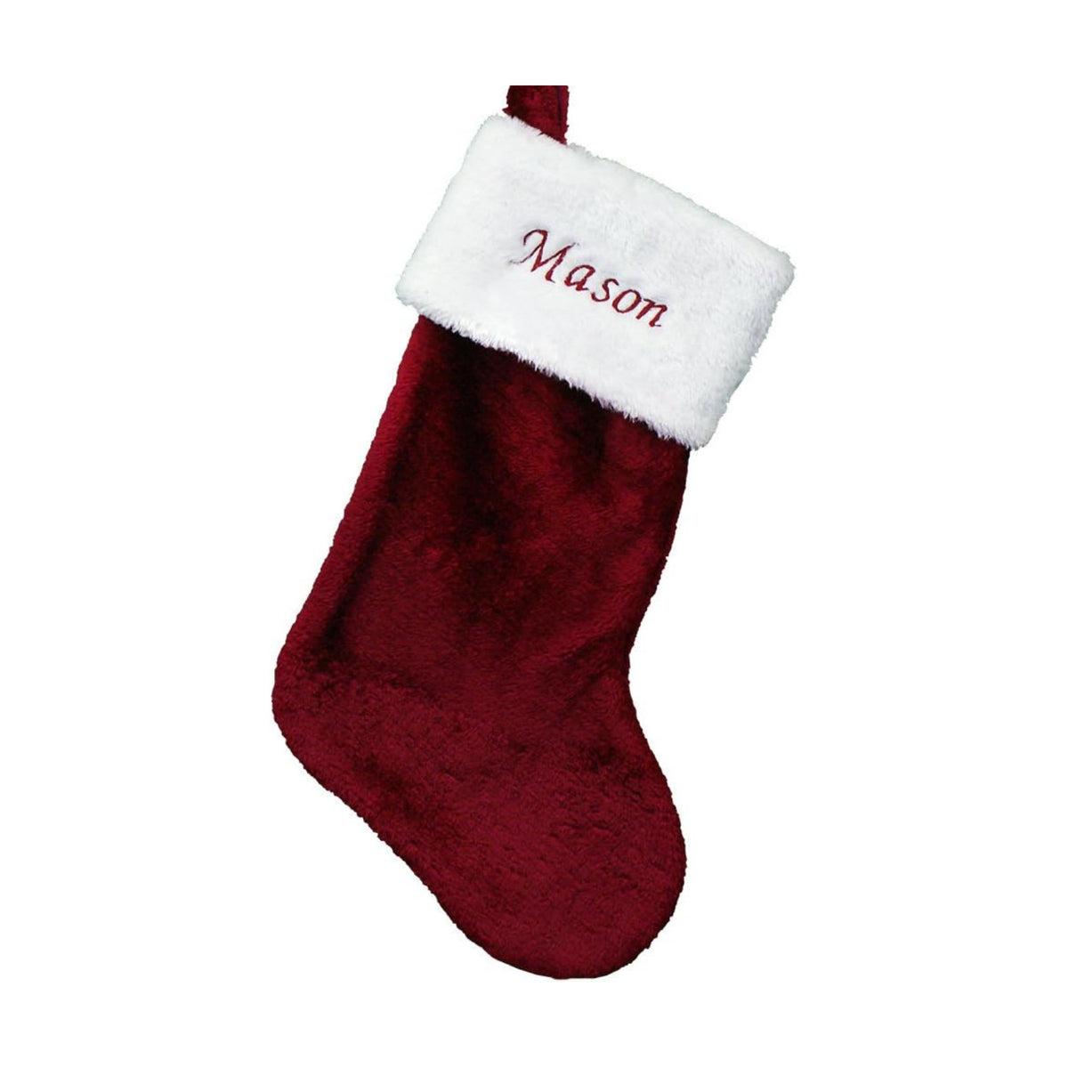 GiftsForYouNow Embroidered Burgundy Plush Personalized Christmas Stocking, Customized Stocking with Name, Stocking for The Mantle