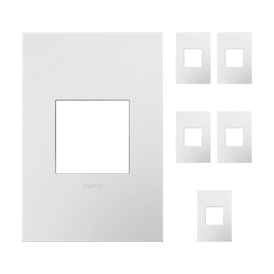 Legrand adorne Gloss White, 1-Gang Wall Plate, AWP1G2WH6 (White-on-Black Backer), 6 Pack