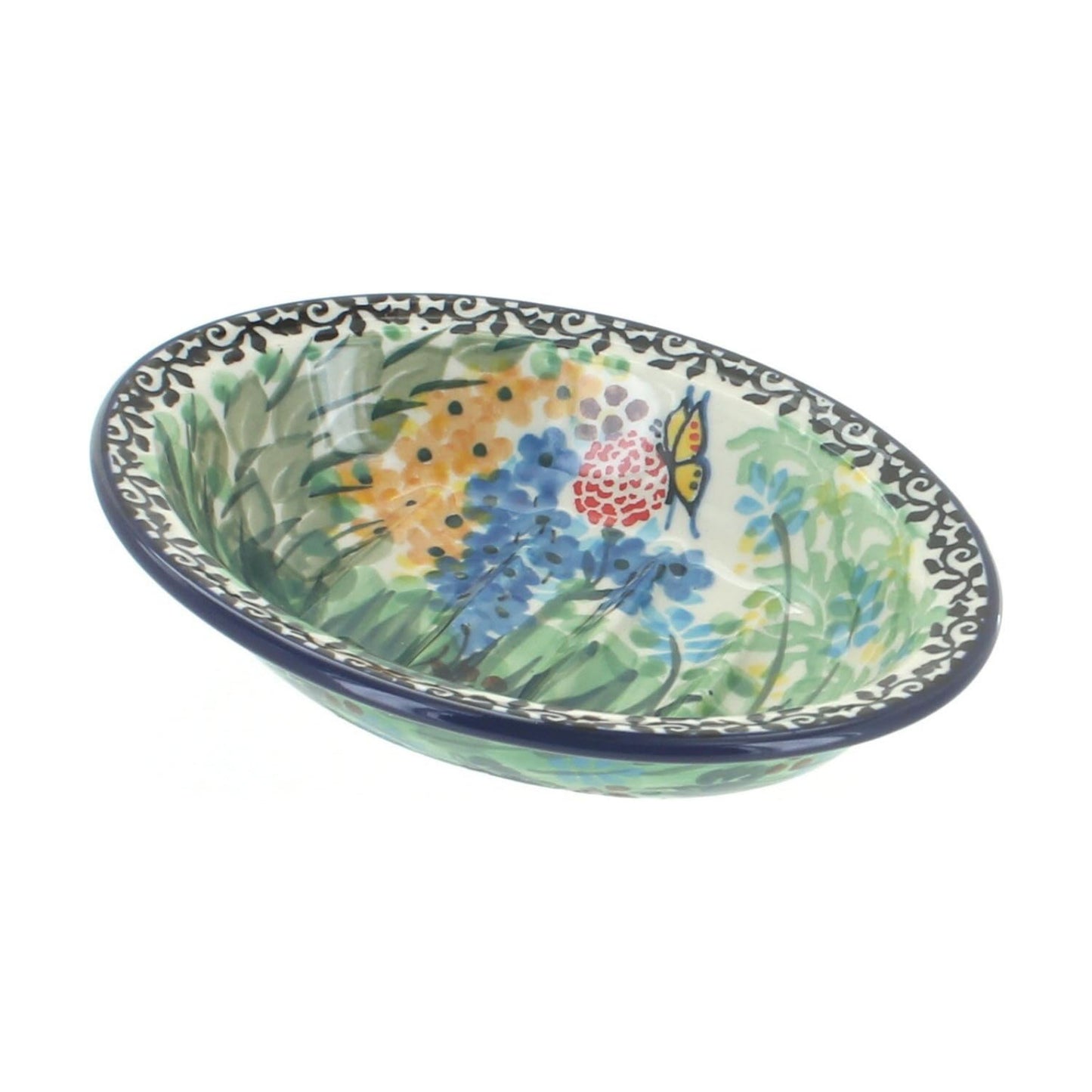 Handcrafted Decorative Holder for Bar Soap / Teresa / Blue / 5.5 x 4.25