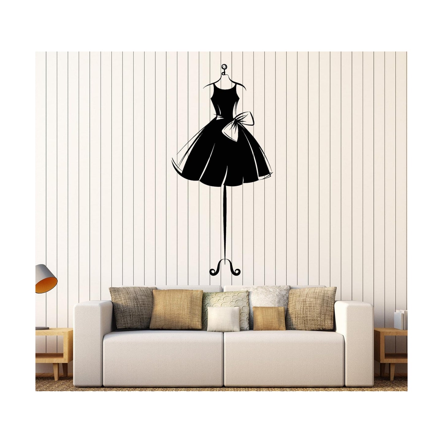 Large Vinyl Wall Decal Ball Gown Short Mannequin Dress Ballerina Girl / 17.5 x 35 / M In / Pink