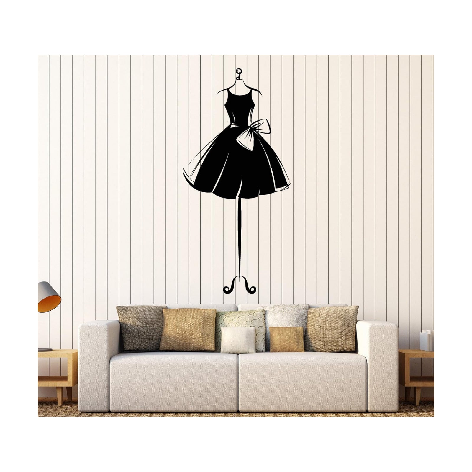 Large Vinyl Wall Decal Ball Gown Short Mannequin Dress Ballerina Girl / 17.5 x 35 / M In / Pink