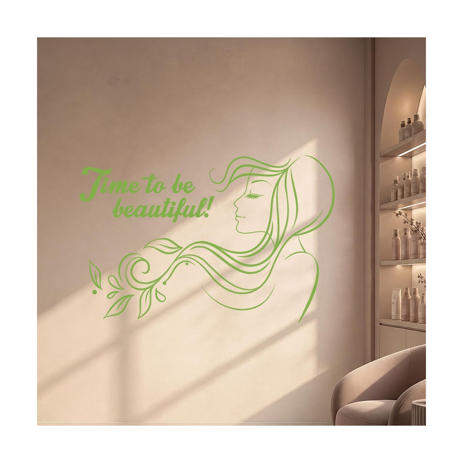 Large Vinyl Wall Decal Beauty Salon Quote Woman Hair Salon Stickers / Lime Green / 22.5 x 35 / M In