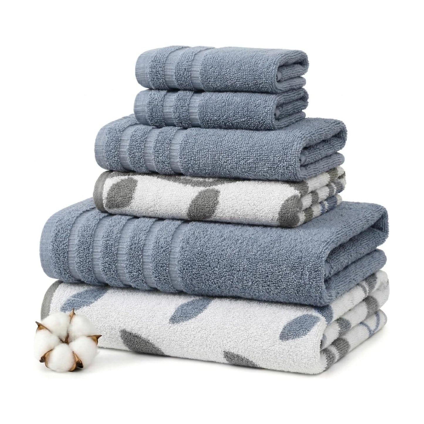 Modern Threads 6 Piece Bath Towel Set – Bathroom Set with 2 Bath Towels, 2 Hand Towels, and 2 Wash Cloths – 100%