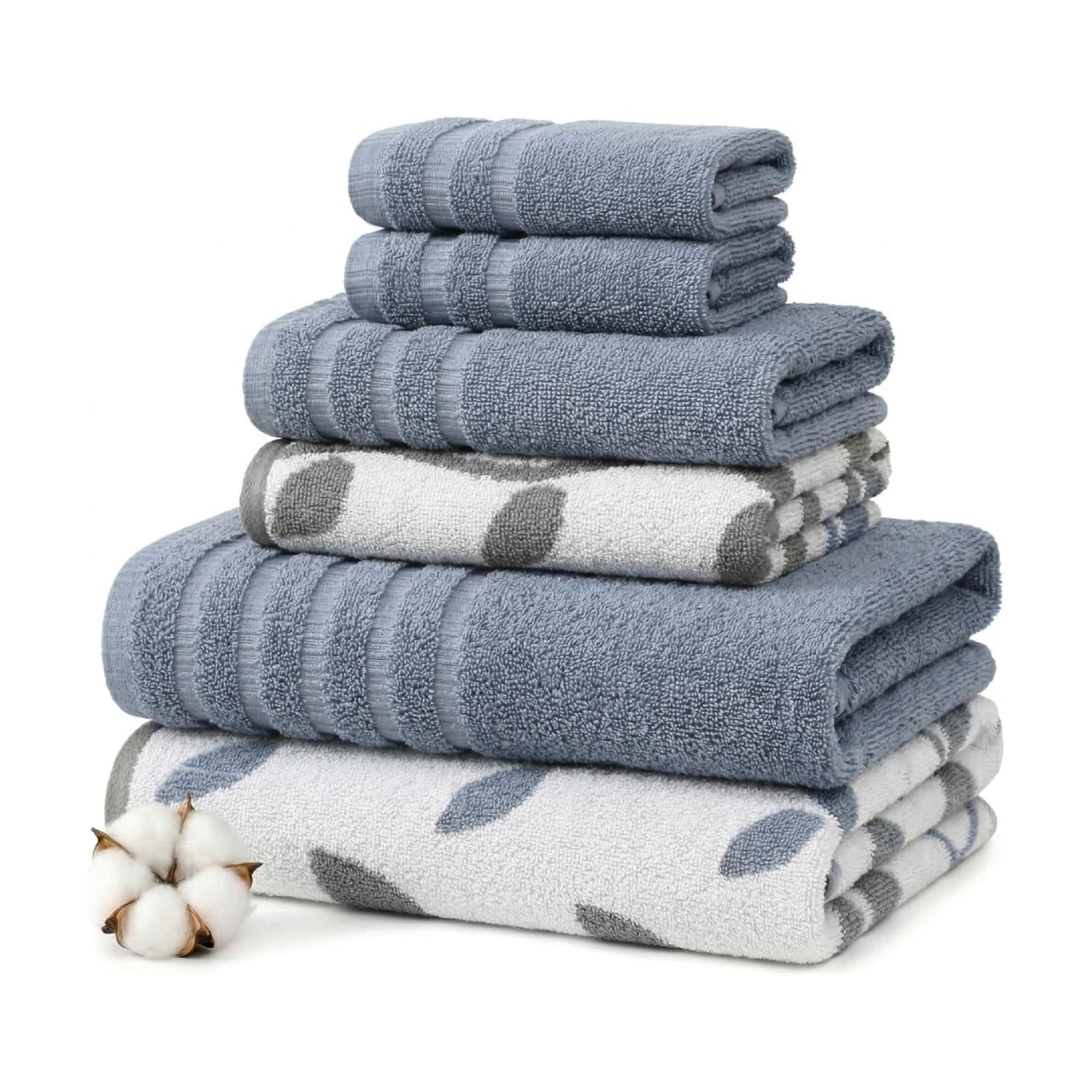 Modern Threads 6 Piece Bath Towel Set – Bathroom Set with 2 Bath Towels, 2 Hand Towels, and 2 Wash Cloths – 100%