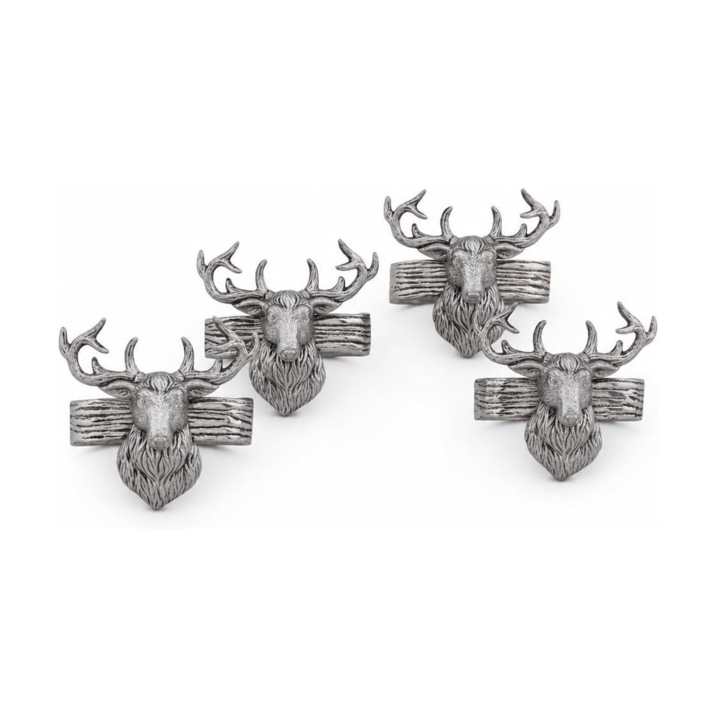 Arthur Court Elk Head Napkin Rings - Rustic Metal Set of 4 for Lodge Decor, Thanksgiving & Holiday Dining