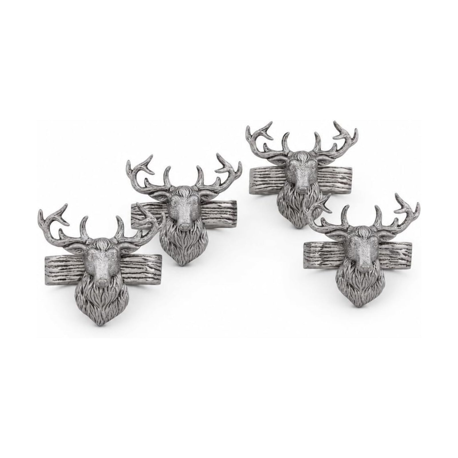 Arthur Court Elk Head Napkin Rings - Rustic Metal Set of 4 for Lodge Decor, Thanksgiving & Holiday Dining