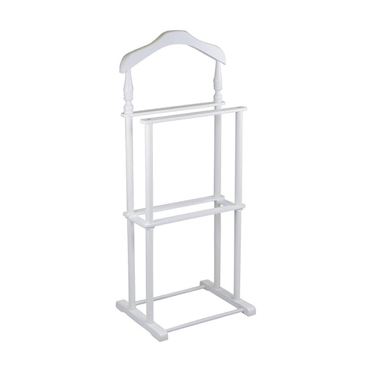 Proman Products Sakura Twin Valet with Wooden Hanger, Trouser Bar & Tie Bar, White
