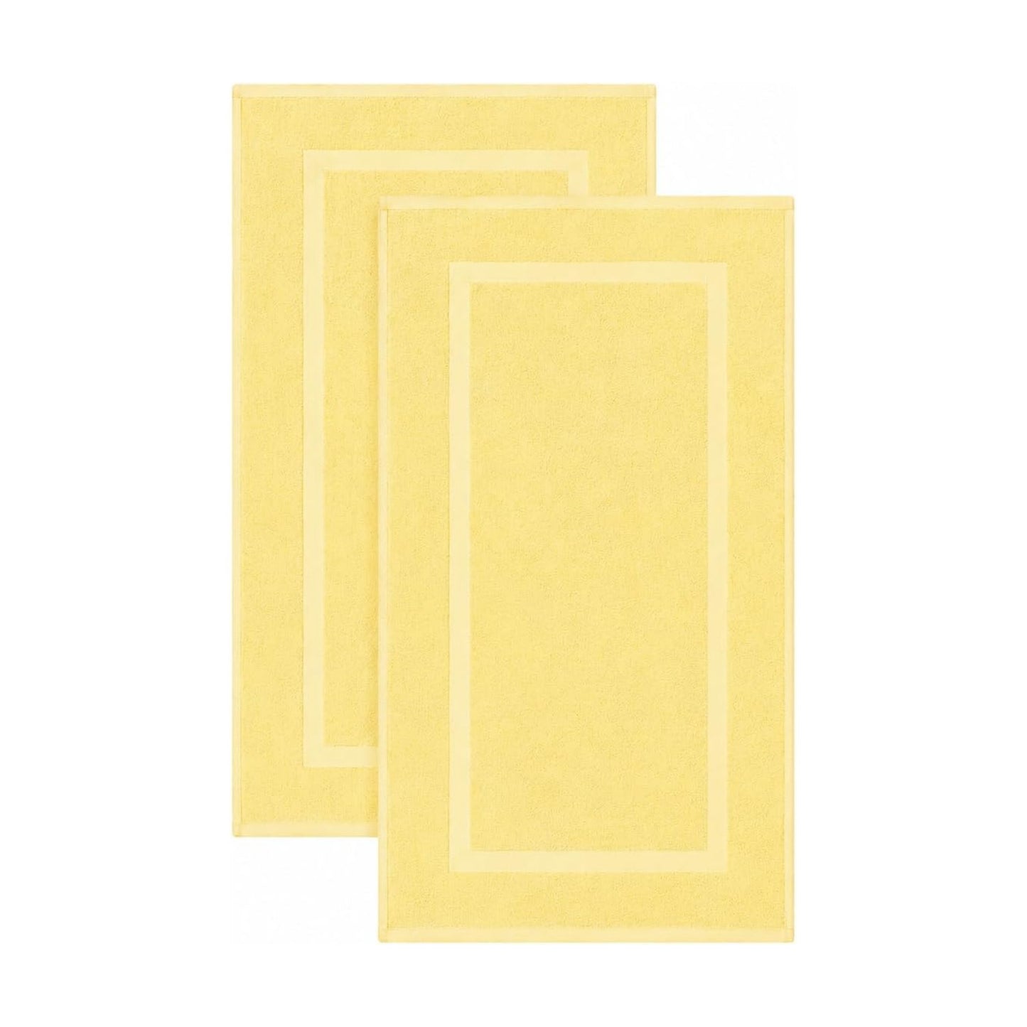 SALBAKOS 2-Piece 100% Turkish Cotton Bath Mat Towel, 20x34 inch, Yellow | Bathroom Floor Towels, Thick Soft Most