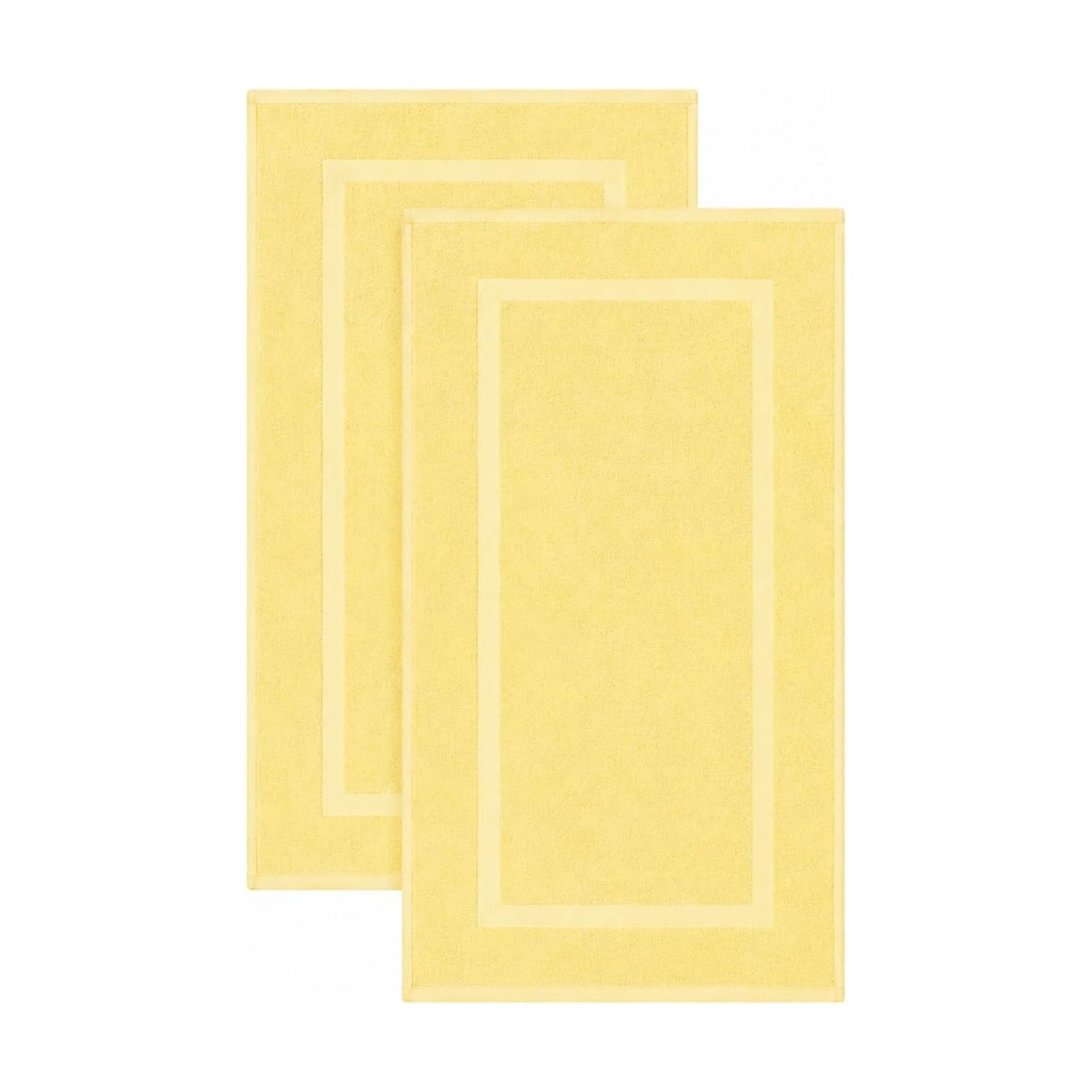 SALBAKOS 2-Piece 100% Turkish Cotton Bath Mat Towel, 20x34 inch, Yellow | Bathroom Floor Towels, Thick Soft Most