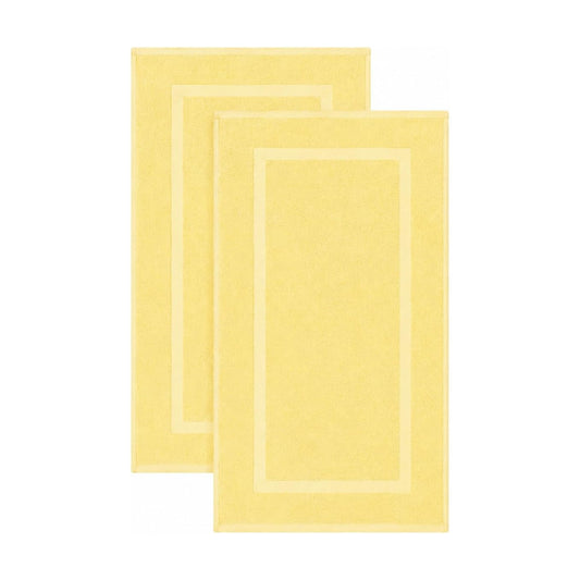 SALBAKOS 2-Piece 100% Turkish Cotton Bath Mat Towel, 20x34 inch, Yellow | Bathroom Floor Towels, Thick Soft Most
