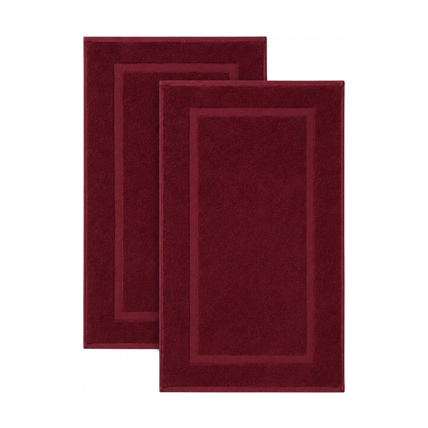 SALBAKOS 2-Piece 100% Turkish Cotton Bath Mat Towel, 20x34 inch, Wine | Bathroom Floor Towels, Thick Soft Most