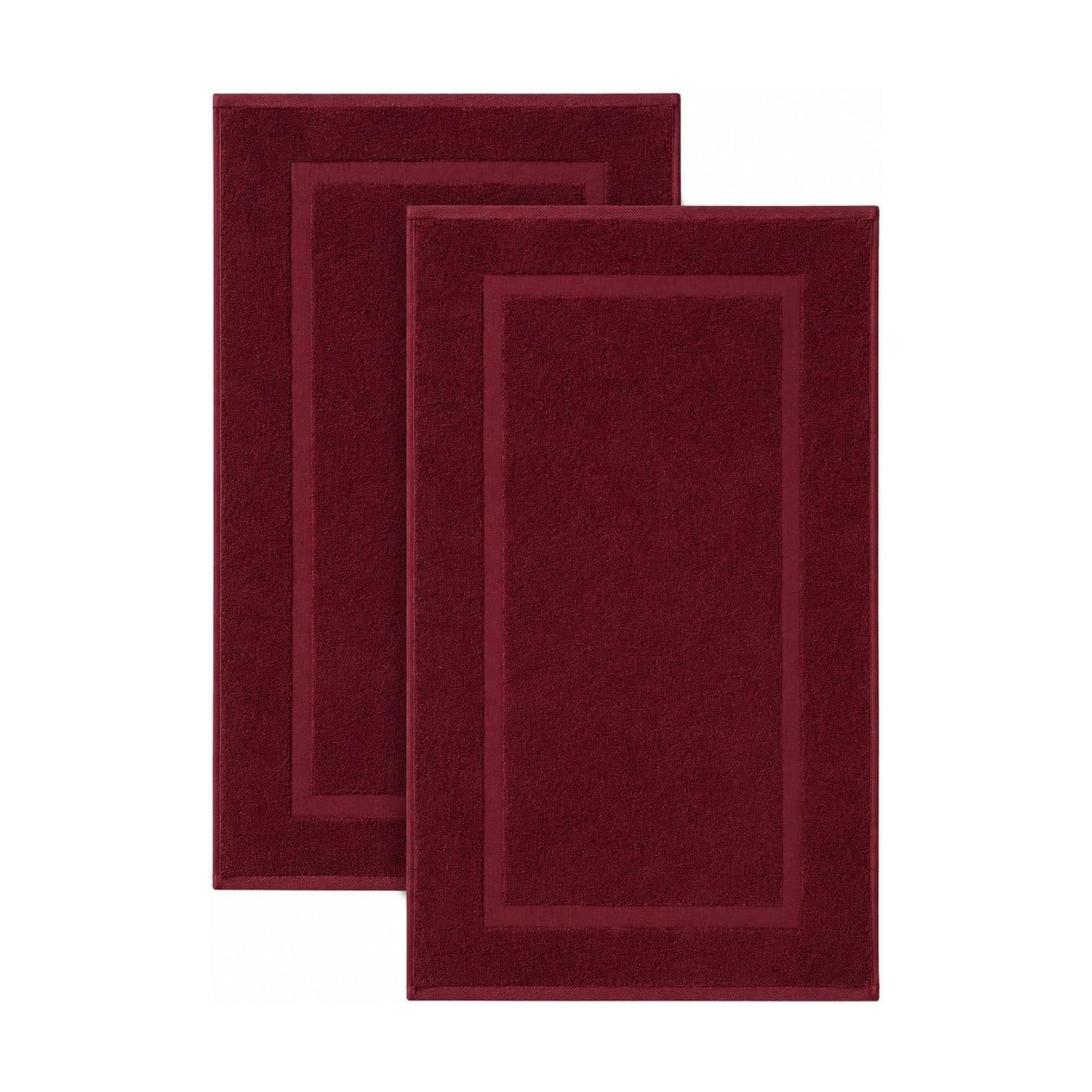 SALBAKOS 2-Piece 100% Turkish Cotton Bath Mat Towel, 20x34 inch, Wine | Bathroom Floor Towels, Thick Soft Most