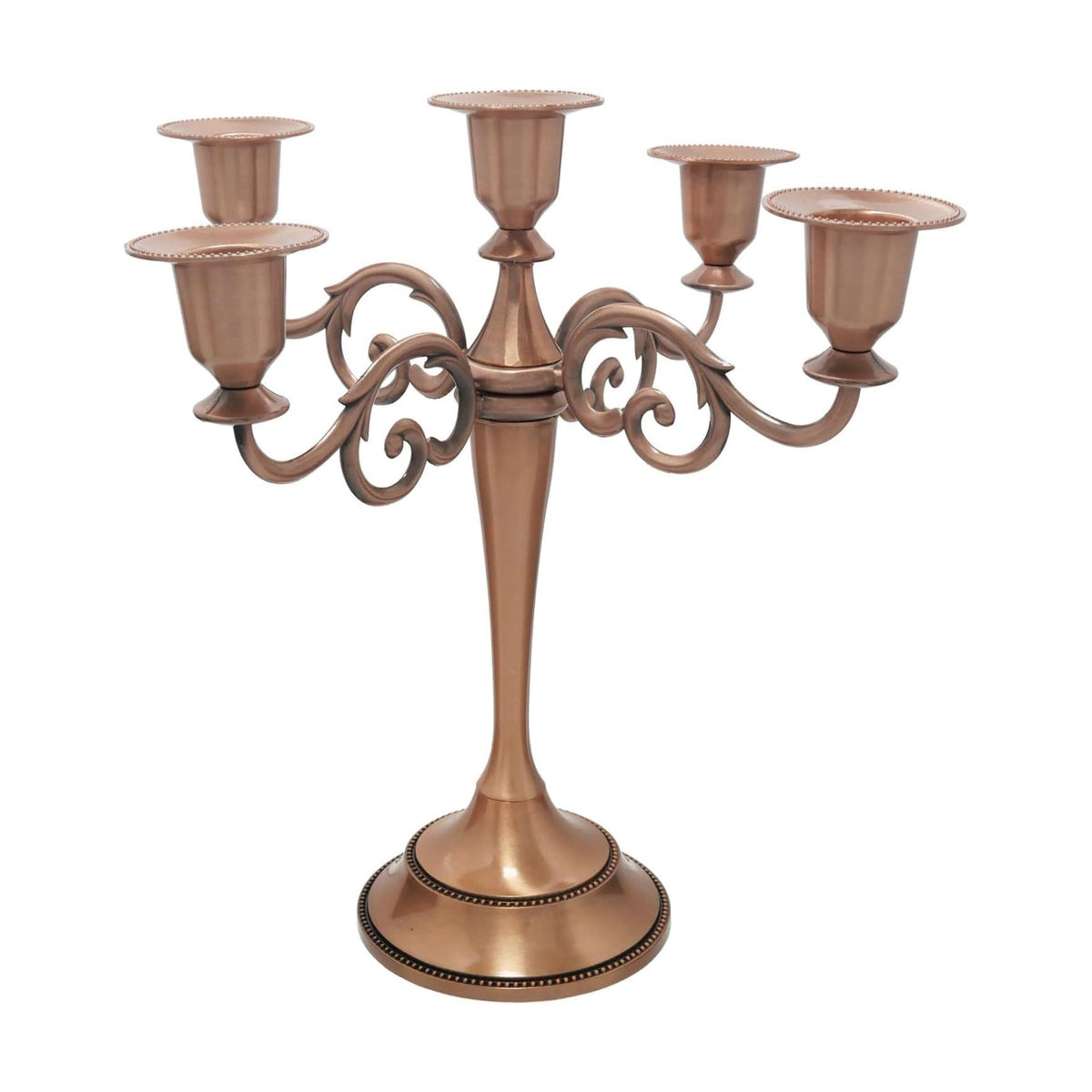5-Arm Metal Candelabra Candle Holder Table Centerpiece, Copper