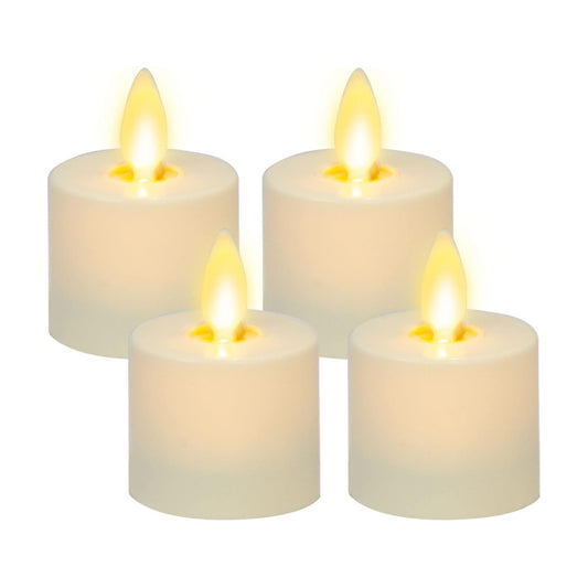 Luminara Flickering Flameless Pearl Ivory Tealights - Warm LED Light Flame Votives - Battery Operated Decor for Dining