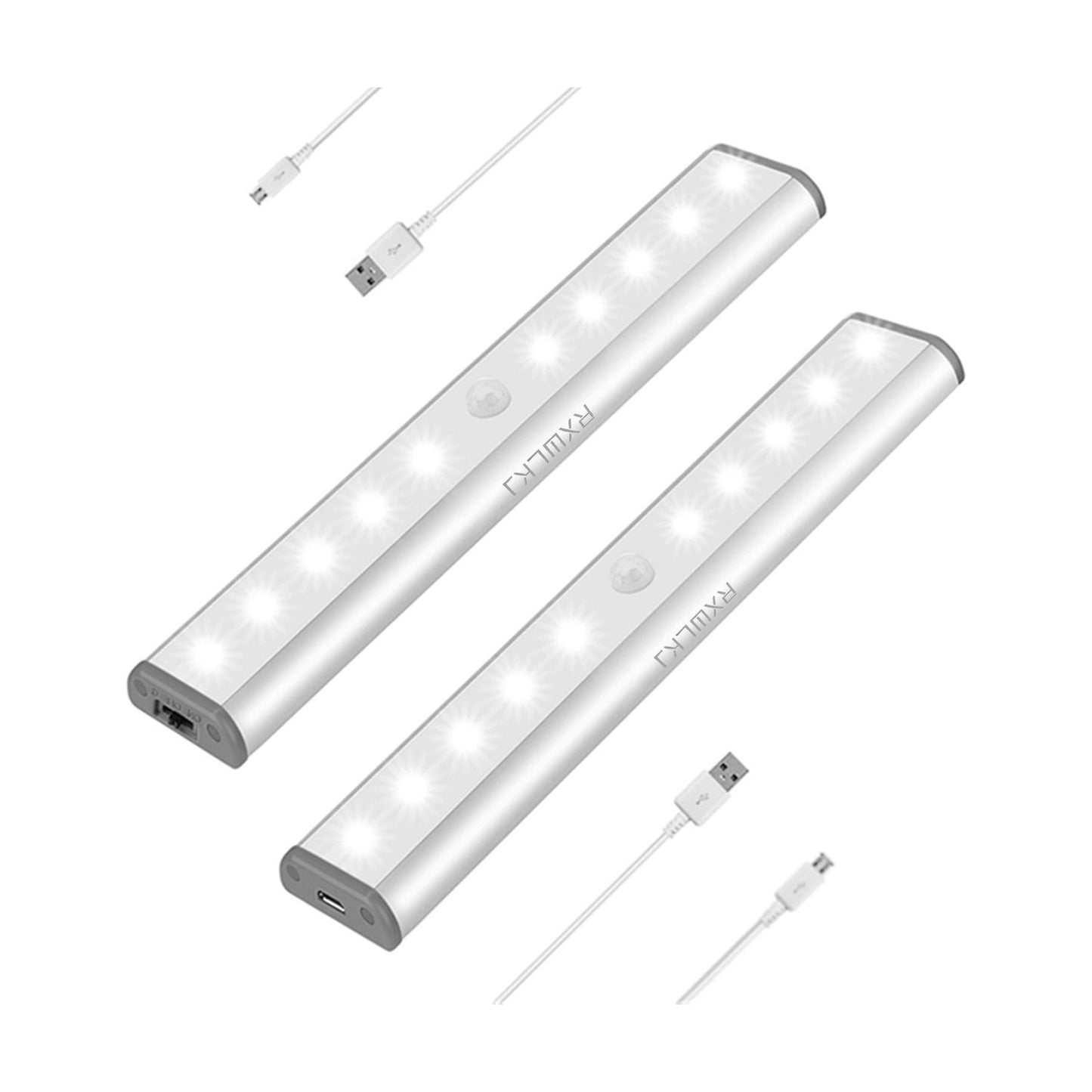 RXWLKJ Stick-on Anywhere Portable Little Light Wireless LED Under Cabinet Lights 10-LED Motion Sensor Activated Night