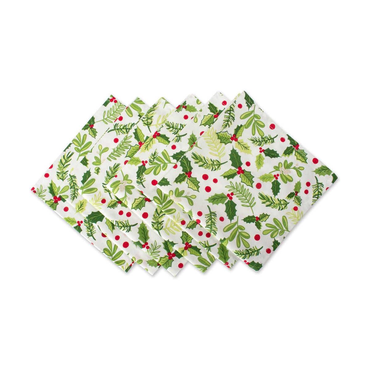 DII Boughs of Holly Collection Decorative Holiday Dining Table & Kitchen Décor, Napkin Set, 20x20, Christmas Greenery, 6 Count