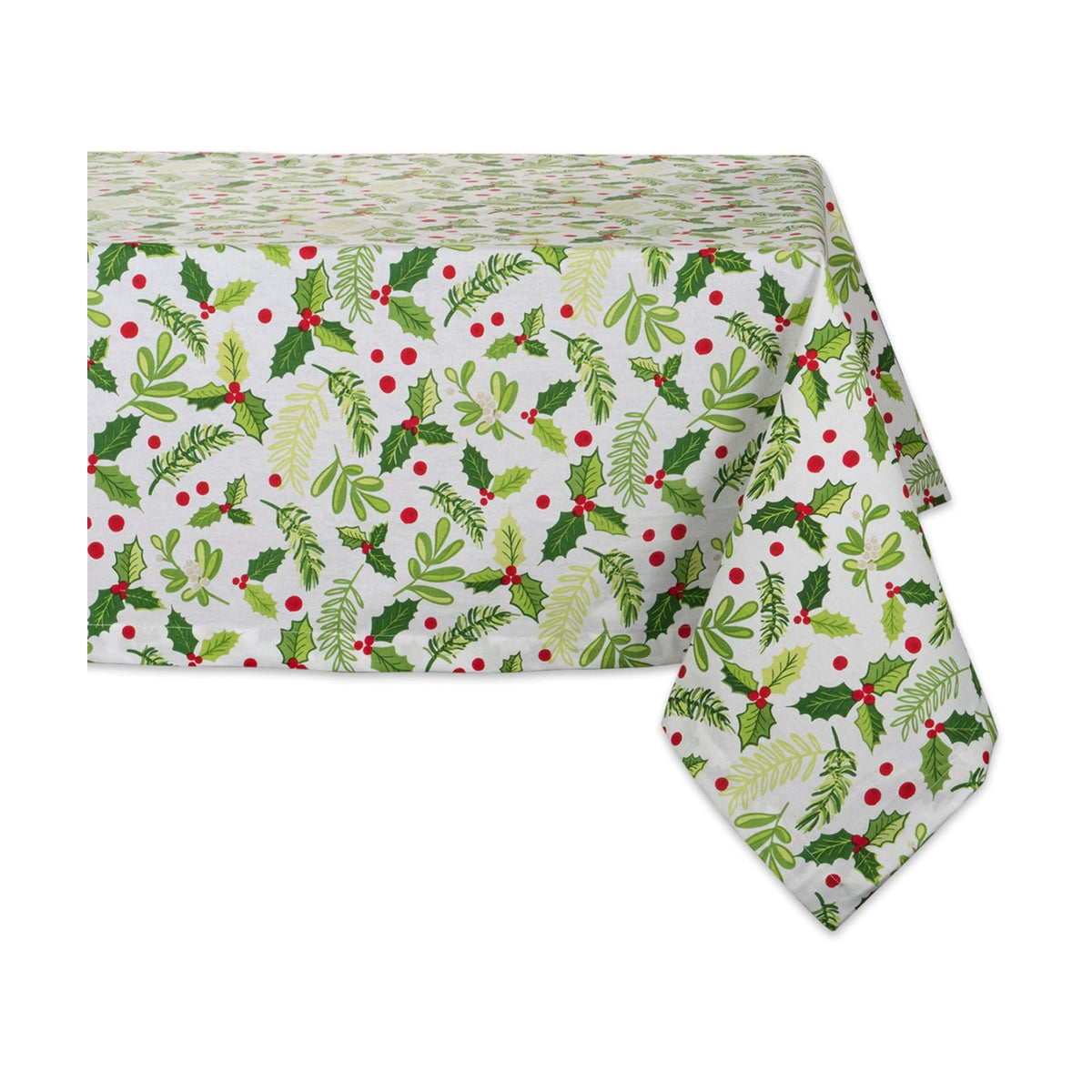 DII Boughs of Holly Collection Decorative Holiday Dining Table & Kitchen Décor, Square Tablecloth, 52x52, Christmas Greenery