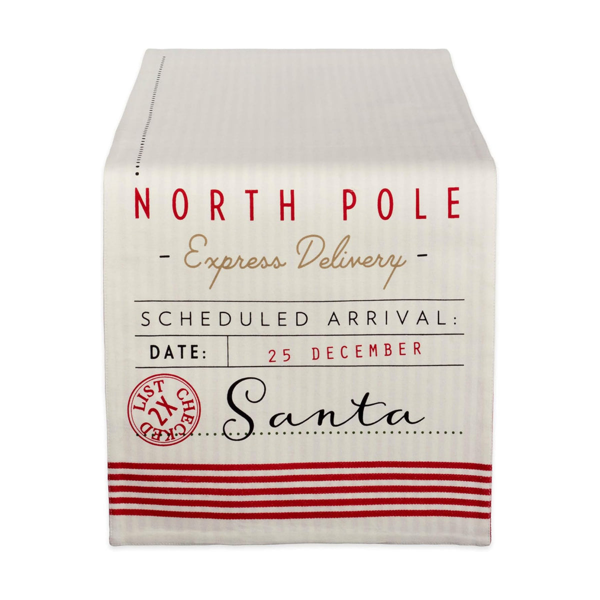 DII Christmas Kitchen Table Décor, Reversible Table Runner, 14x72, Off-White Santa's Workshop