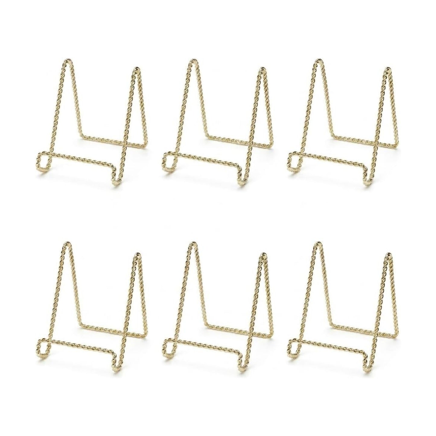 Plate Display Stands Mini Twist Wire Display Easel Holders for Decorative / Gold / 3 Inch / Set of 6
