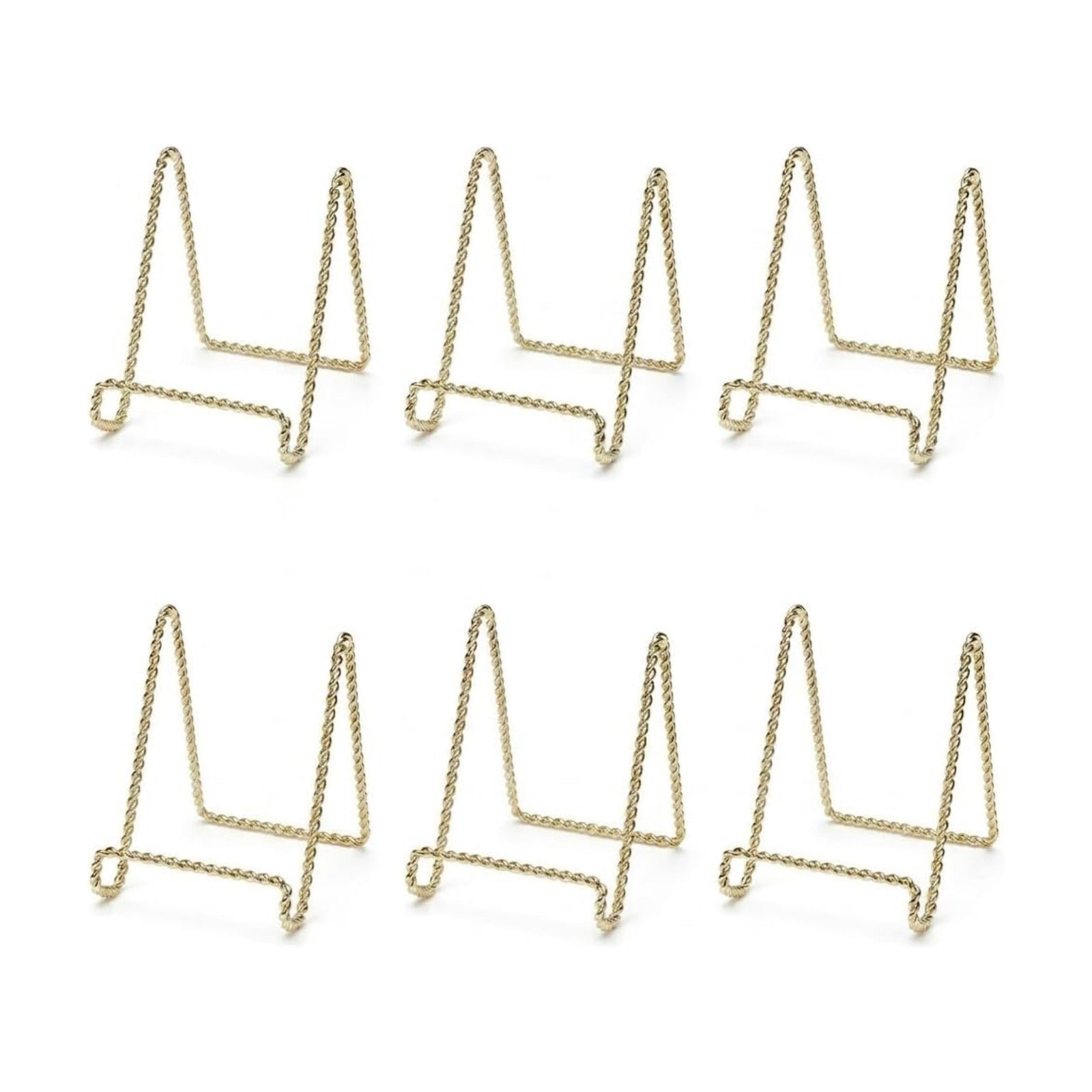 Plate Display Stands Mini Twist Wire Display Easel Holders for Decorative / Gold / 3 Inch / Set of 6