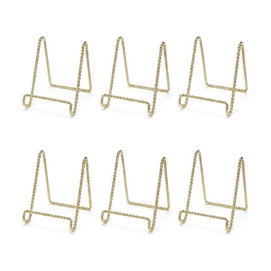 Plate Display Stands Mini Twist Wire Display Easel Holders for Decorative / Gold / 3 Inch / Set of 6