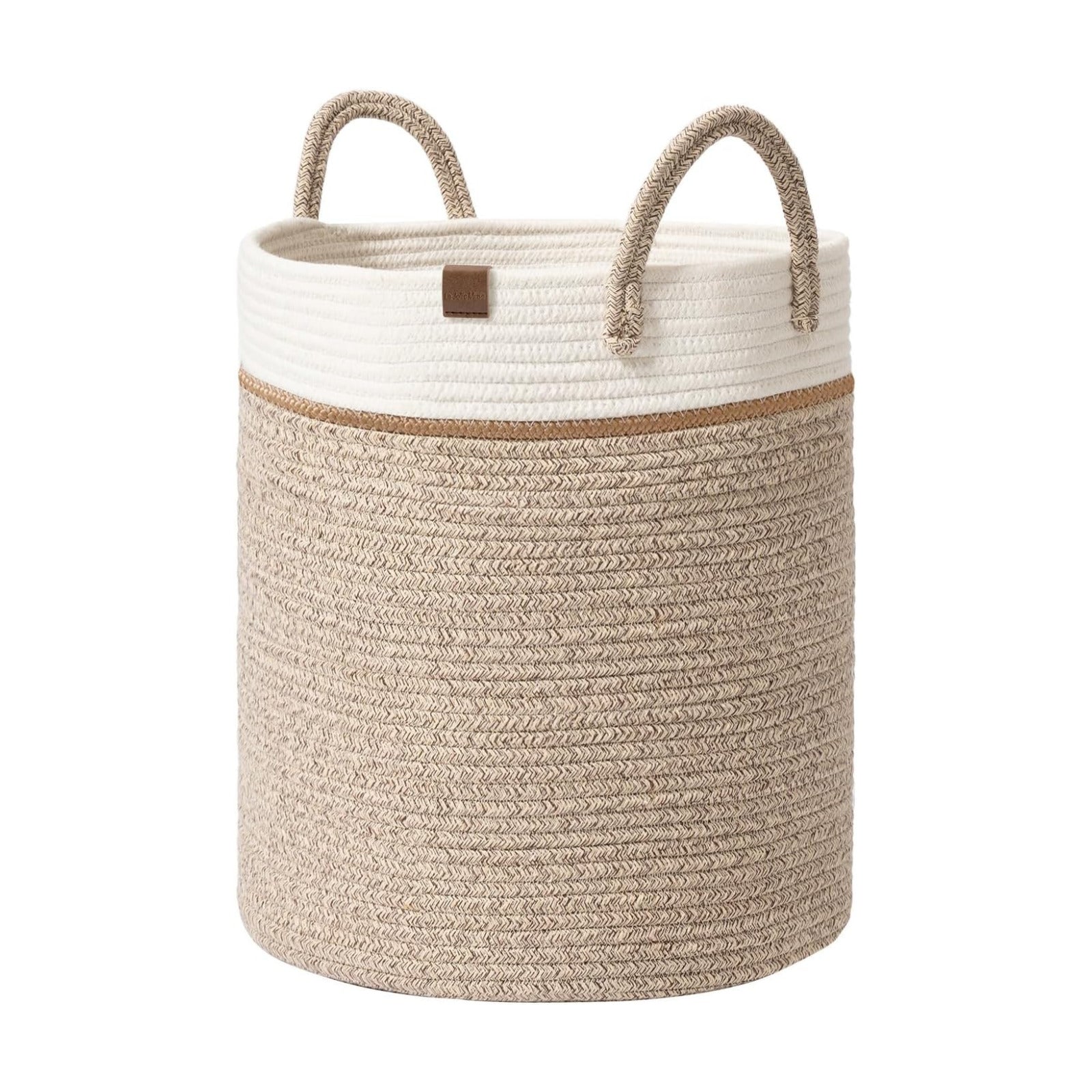 Woven Basket Rope Storage Baskets / White & Desert / M / 16 x 14 x 14
