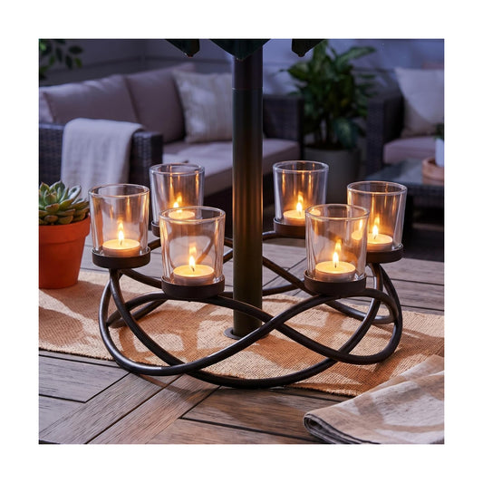 Seraphic Centerpieces for Tables, Votive Candle Holder, 6-Cup, Black/Clear