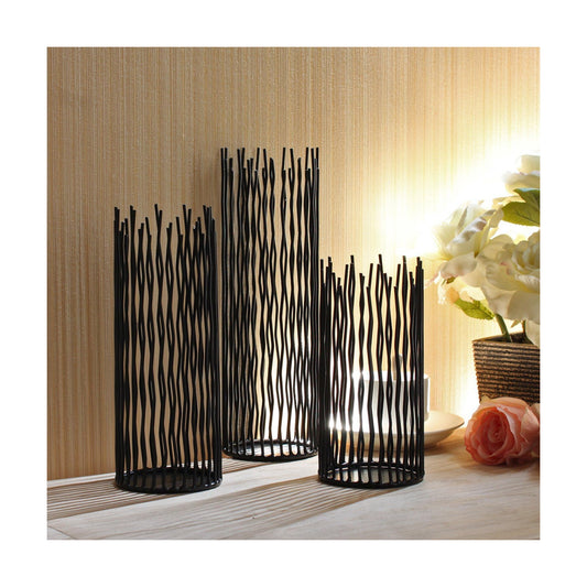 Set of 3 Metal Iron Candle Holder, Black Candlestick Modern Table Centerpiece for Indoor & Outdoor Decor, Dining Room