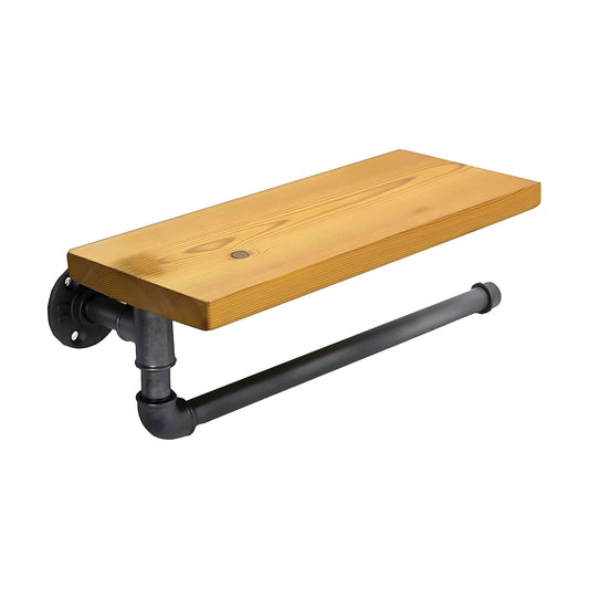 Industrial Vintage Paper Towel Holder Gordon with 13"x6" Shelf Spice Rack TPD-004, Steampunk Loft Style Wall Mount